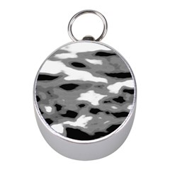 Black Waves Abstract Series No 1 Mini Silver Compasses by DimitriosArt