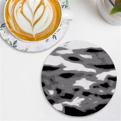 Black Waves Abstract Series No 1 Uv Print Round Tile Coaster by DimitriosArt