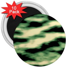 Green  Waves Abstract Series No14 3  Magnets (10 Pack)  by DimitriosArt