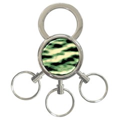 Green  Waves Abstract Series No14 3-ring Key Chain by DimitriosArt