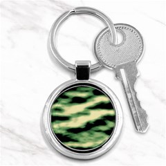 Green  Waves Abstract Series No14 Key Chain (round) by DimitriosArt