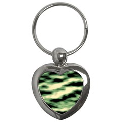 Green  Waves Abstract Series No14 Key Chain (heart) by DimitriosArt