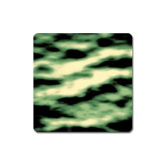 Green  Waves Abstract Series No14 Square Magnet by DimitriosArt