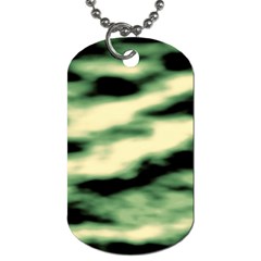 Green  Waves Abstract Series No14 Dog Tag (two Sides) by DimitriosArt