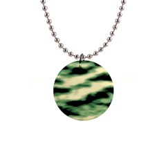 Green  Waves Abstract Series No14 1  Button Necklace by DimitriosArt