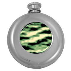 Green  Waves Abstract Series No14 Round Hip Flask (5 Oz) by DimitriosArt