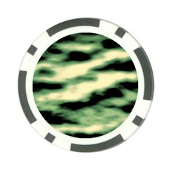 Green  Waves Abstract Series No14 Poker Chip Card Guard by DimitriosArt