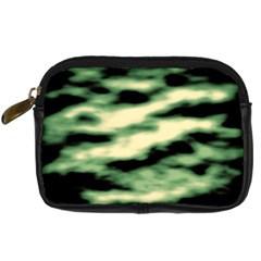 Green  Waves Abstract Series No14 Digital Camera Leather Case by DimitriosArt