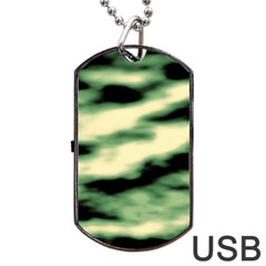 Green  Waves Abstract Series No14 Dog Tag Usb Flash (two Sides) by DimitriosArt