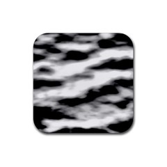 Black Waves Abstract Series No 2 Rubber Coaster (square) by DimitriosArt