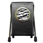 Black Waves Abstract Series No 2 Pen Holder Desk Clock Front