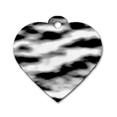 Black Waves Abstract Series No 2 Dog Tag Heart (two Sides) by DimitriosArt