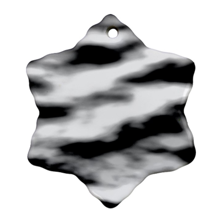 Black Waves Abstract Series No 2 Snowflake Ornament (Two Sides)