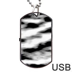 Black Waves Abstract Series No 2 Dog Tag Usb Flash (one Side) by DimitriosArt