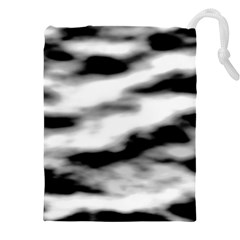 Black Waves Abstract Series No 2 Drawstring Pouch (4xl) by DimitriosArt