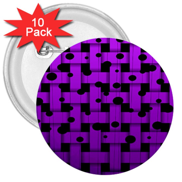 Weaved bubbles at Strings, purple, violet color 3  Buttons (10 pack) 