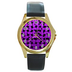 Weaved Bubbles At Strings, Purple, Violet Color Round Gold Metal Watch by Casemiro