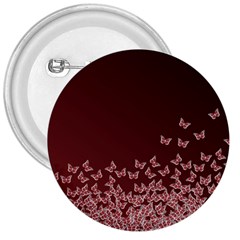 Red Gradient Butterflies Pattern, Nature Theme 3  Buttons by Casemiro