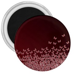 Red Gradient Butterflies Pattern, Nature Theme 3  Magnets by Casemiro