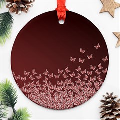 Red Gradient Butterflies Pattern, Nature Theme Ornament (round) by Casemiro