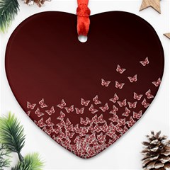 Red Gradient Butterflies Pattern, Nature Theme Ornament (heart)