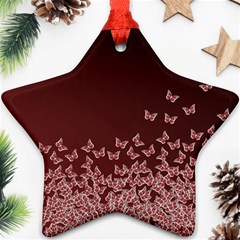 Red Gradient Butterflies Pattern, Nature Theme Ornament (star)