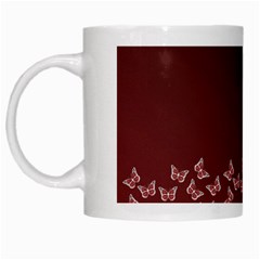 Red Gradient Butterflies Pattern, Nature Theme White Mugs by Casemiro