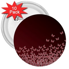 Red Gradient Butterflies Pattern, Nature Theme 3  Buttons (10 Pack)  by Casemiro