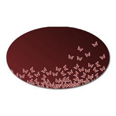 Red Gradient Butterflies Pattern, Nature Theme Oval Magnet by Casemiro