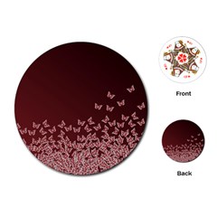 Red Gradient Butterflies Pattern, Nature Theme Playing Cards Single Design (round)