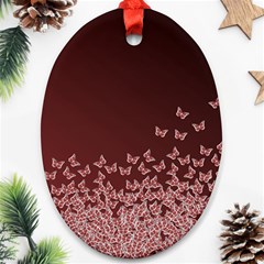 Red Gradient Butterflies Pattern, Nature Theme Oval Ornament (two Sides)