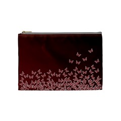 Red Gradient Butterflies Pattern, Nature Theme Cosmetic Bag (medium)