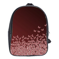 Red Gradient Butterflies Pattern, Nature Theme School Bag (large) by Casemiro