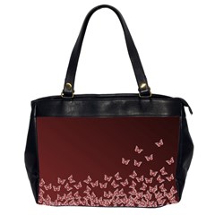 Red Gradient Butterflies Pattern, Nature Theme Oversize Office Handbag (2 Sides) by Casemiro