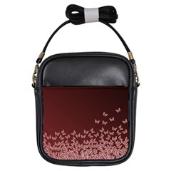 Red Gradient Butterflies Pattern, Nature Theme Girls Sling Bag by Casemiro