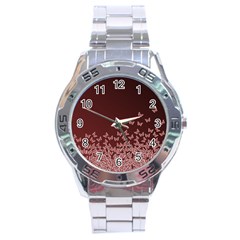 Red Gradient Butterflies Pattern, Nature Theme Stainless Steel Analogue Watch by Casemiro