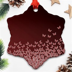 Red Gradient Butterflies Pattern, Nature Theme Ornament (snowflake)