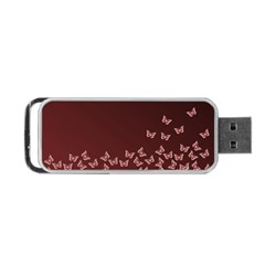 Red Gradient Butterflies Pattern, Nature Theme Portable Usb Flash (one Side) by Casemiro