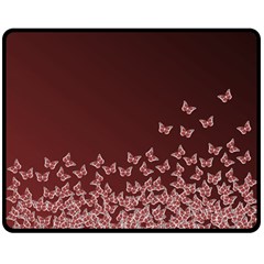 Red Gradient Butterflies Pattern, Nature Theme Double Sided Fleece Blanket (medium)  by Casemiro