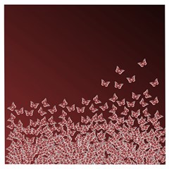 Red Gradient Butterflies Pattern, Nature Theme Wooden Puzzle Square by Casemiro