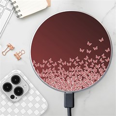 Red Gradient Butterflies Pattern, Nature Theme Wireless Charger