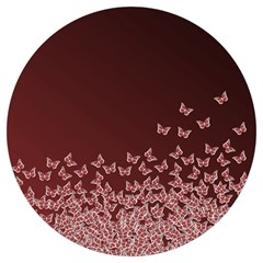 Red Gradient Butterflies Pattern, Nature Theme Round Trivet