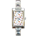 New Year Elements Rectangle Italian Charm Watch Front