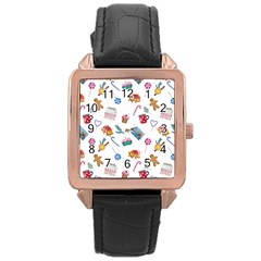 New Year Elements Rose Gold Leather Watch  by SychEva