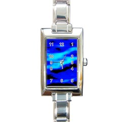 Blue Waves Abstract Series No13 Rectangle Italian Charm Watch by DimitriosArt