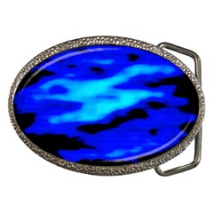 Blue Waves Abstract Series No13 Belt Buckles by DimitriosArt