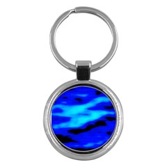 Blue Waves Abstract Series No13 Key Chain (round) by DimitriosArt