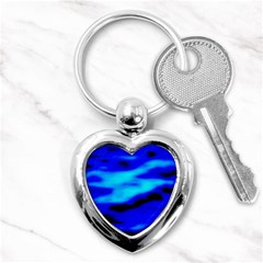 Blue Waves Abstract Series No13 Key Chain (heart) by DimitriosArt