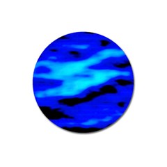 Blue Waves Abstract Series No13 Magnet 3  (round) by DimitriosArt