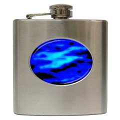 Blue Waves Abstract Series No13 Hip Flask (6 Oz) by DimitriosArt